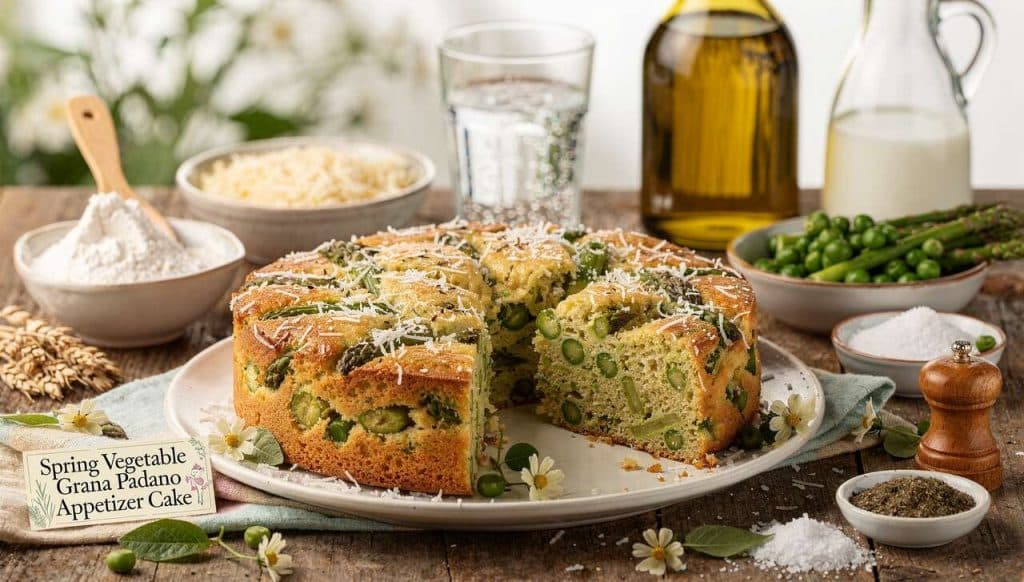 Cake apéritif Grana Padano et légumes de printemps