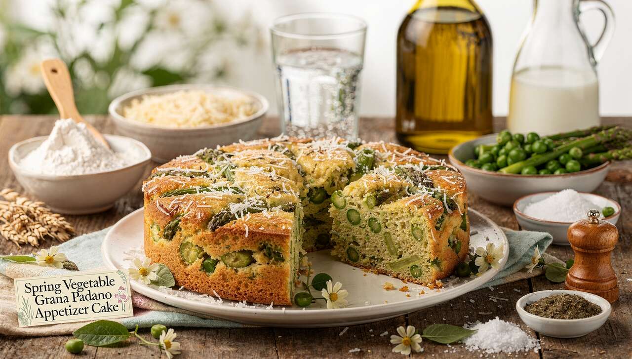 Cake apéritif Grana Padano et légumes de printemps