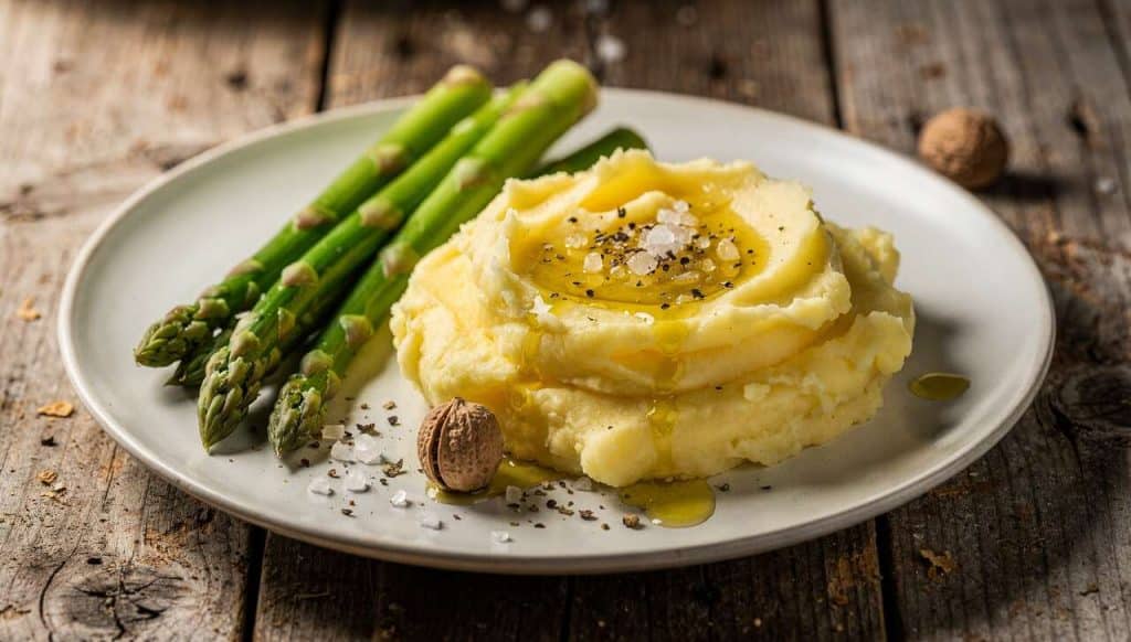 Asperges vertes et purée au cheddar : recette gourmande