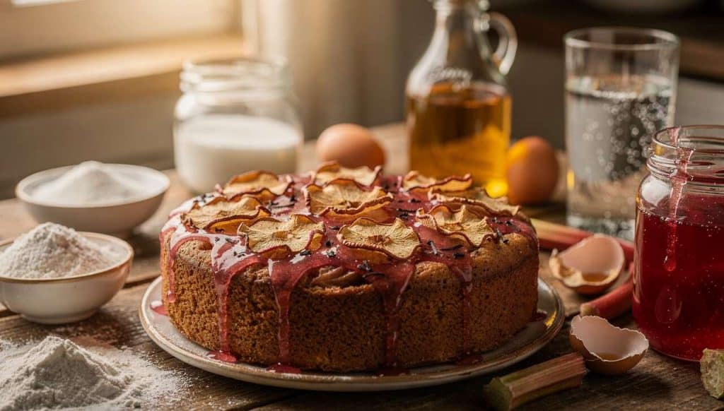 Gâteau moelleux pomme rhubarbe : la recette facile