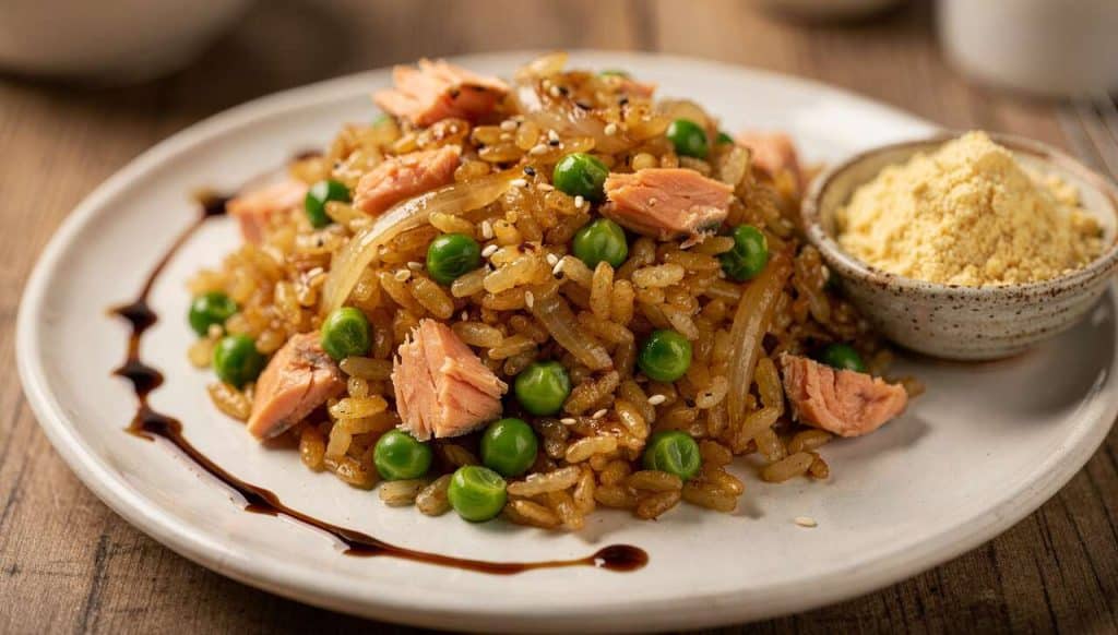 Riz cantonnais au saumon : recette facile et rapide