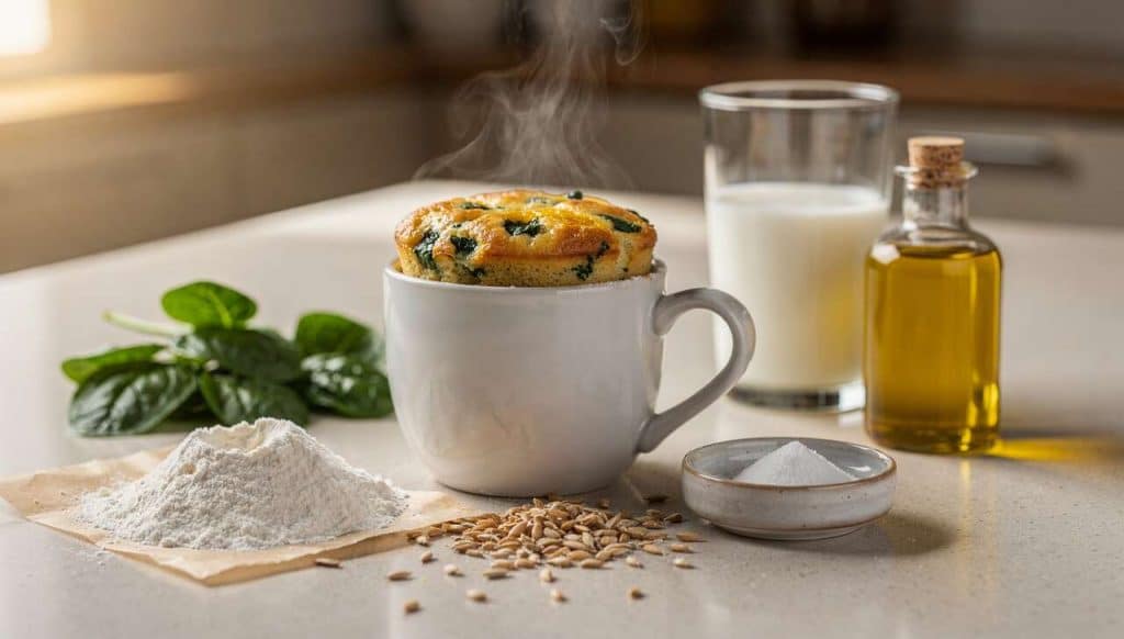 Recette : mug cake épinards et fromage