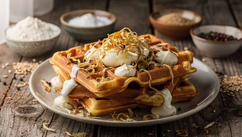 Gaufres salées : recette aux poireaux et fromage frais