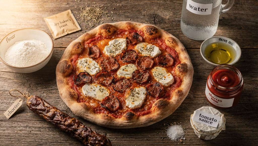 Recette pizza chorizo chèvre