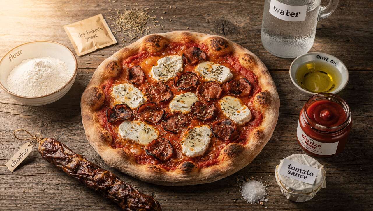 Recette pizza chorizo chèvre