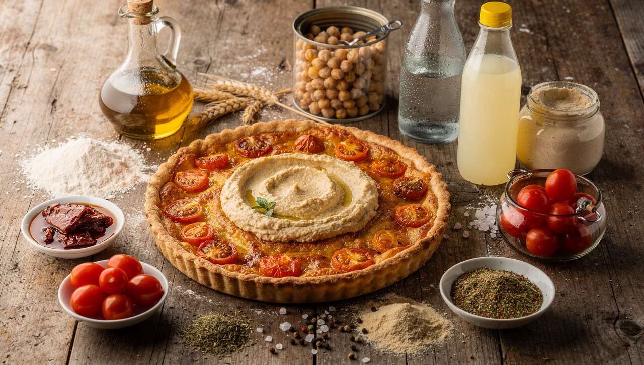 Tarte croustillante aux tomates et houmous maison : recette rapide