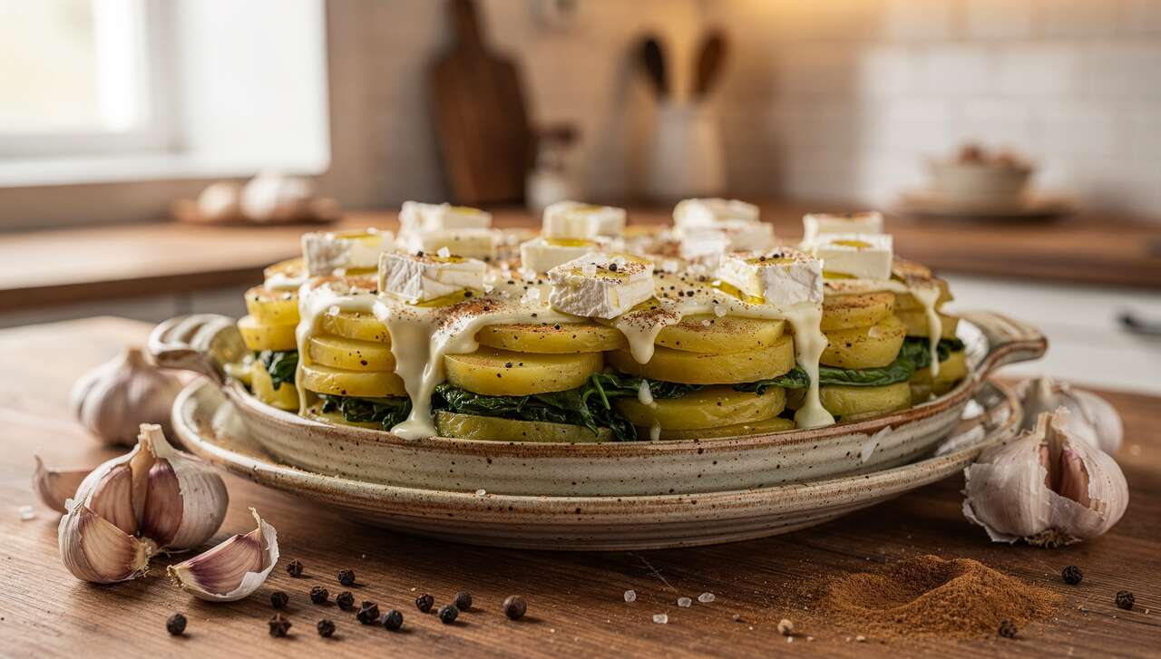Cocottes de pommes de terre, épinards et chèvre : recette gourmande