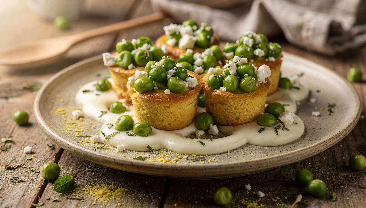 Mini-flans de petits pois au fromage de chèvre