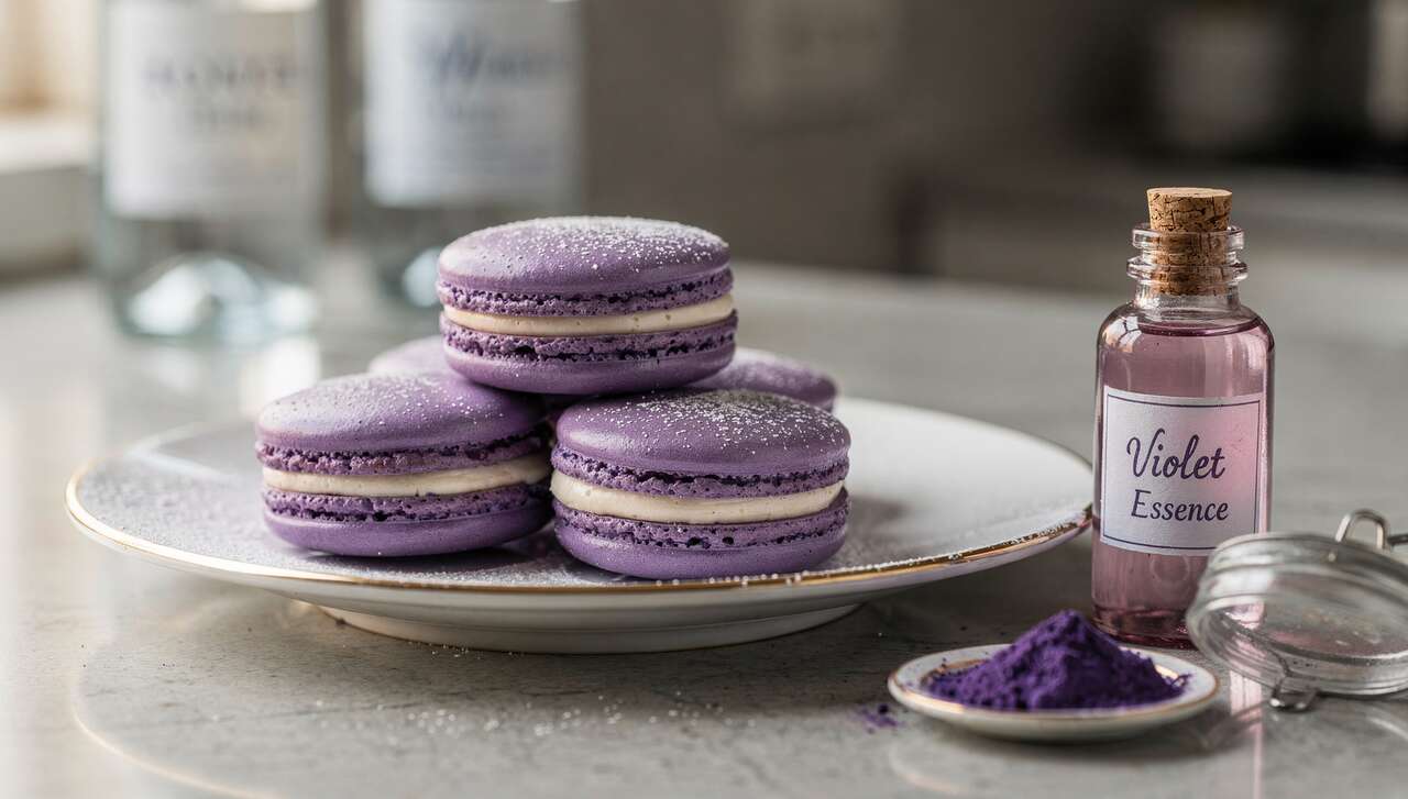 Macarons à la violette et fromage frais : recette gourmande