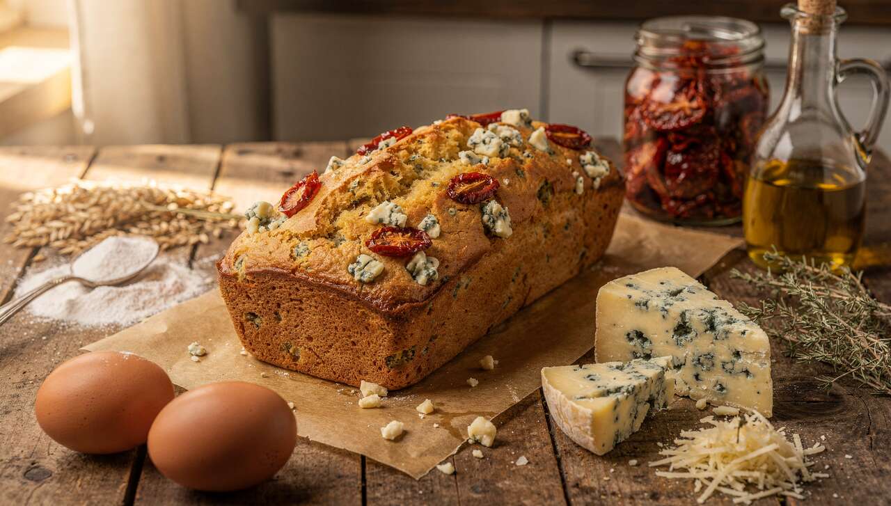 Recette : cake au bleu et tomates séchées