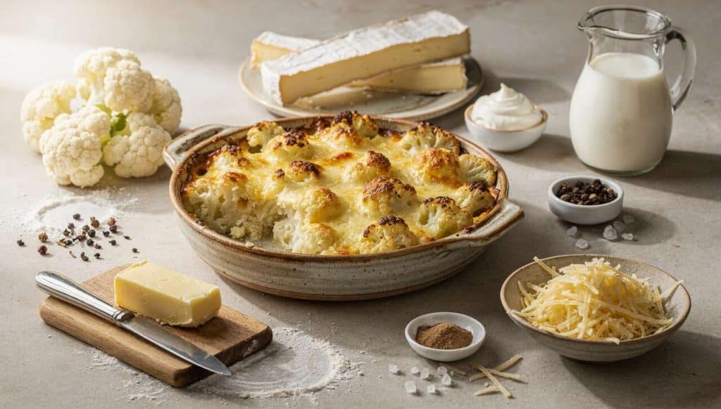 Gratin de chou-fleur au Brie : recette délicieuse