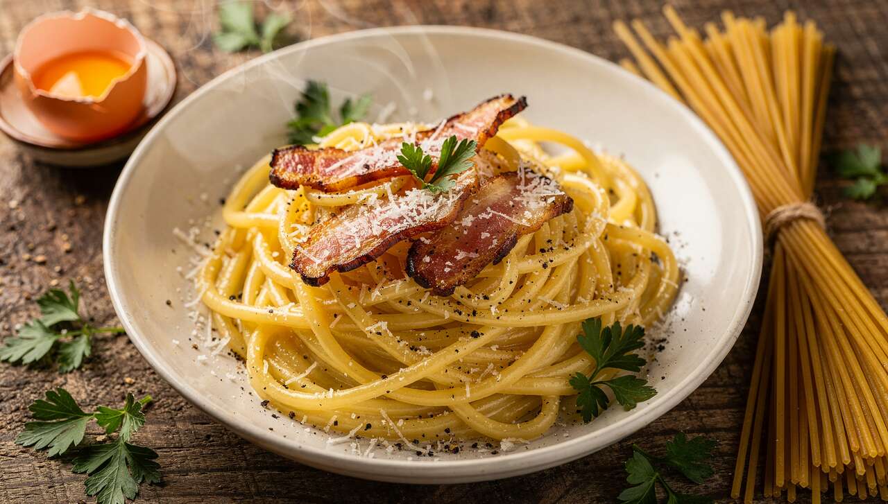 Recette des spaghetti carbonara au parmesan