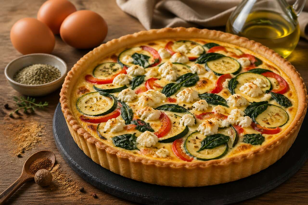 Recette de quiche aux légumes et chèvre frais