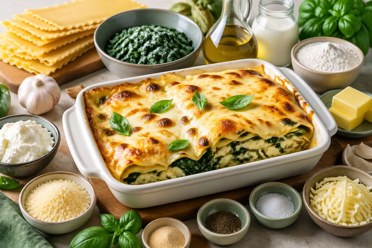 Lasagnes italiennes épinards et basilic : recette gourmande