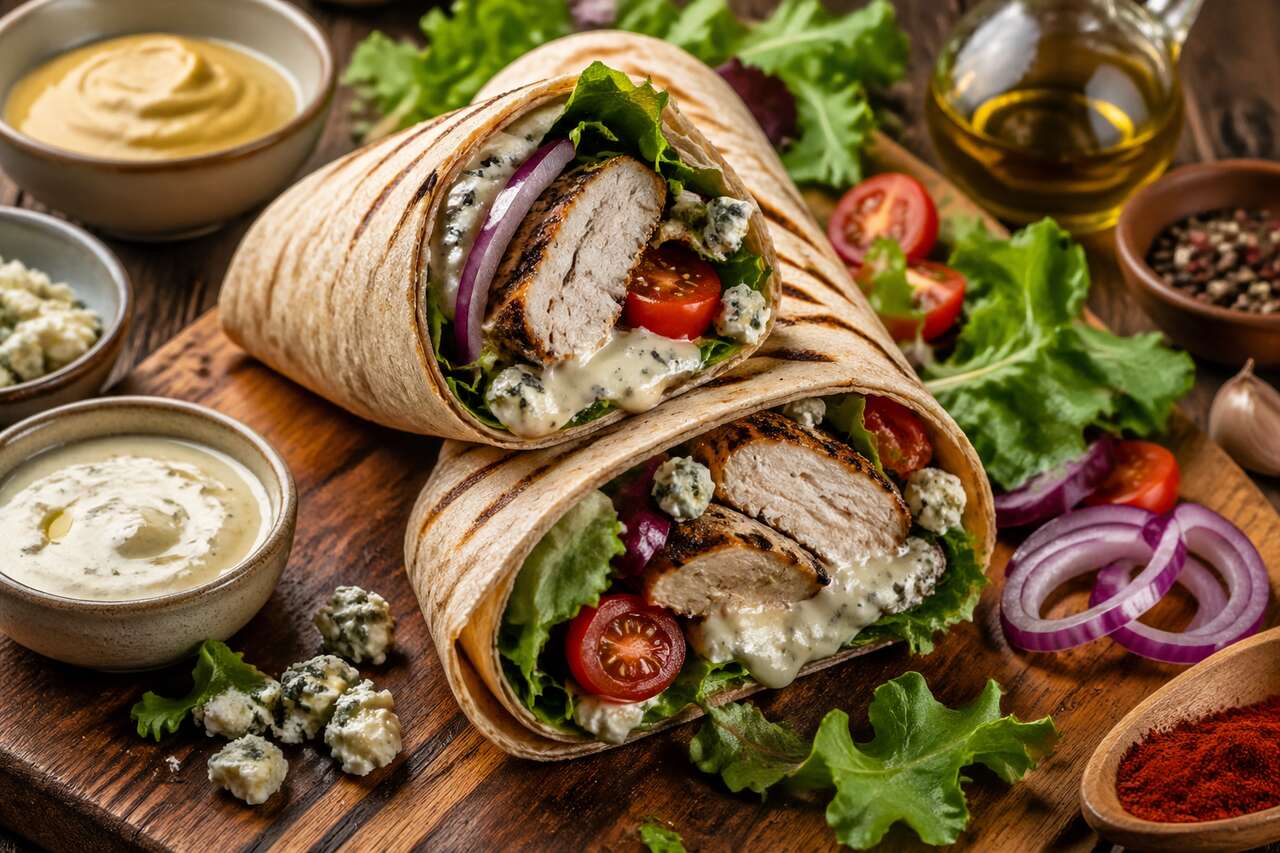 Wrap de poulet à la crème de bleu : recette savoureuse