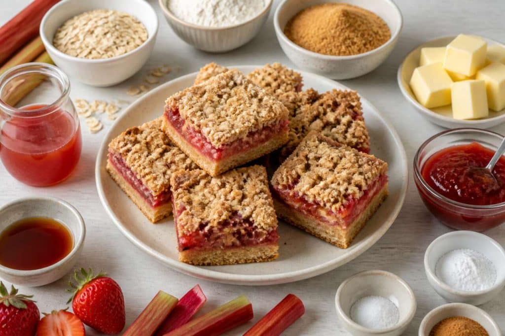 Recette : barres d'avoine à la rhubarbe et fraise