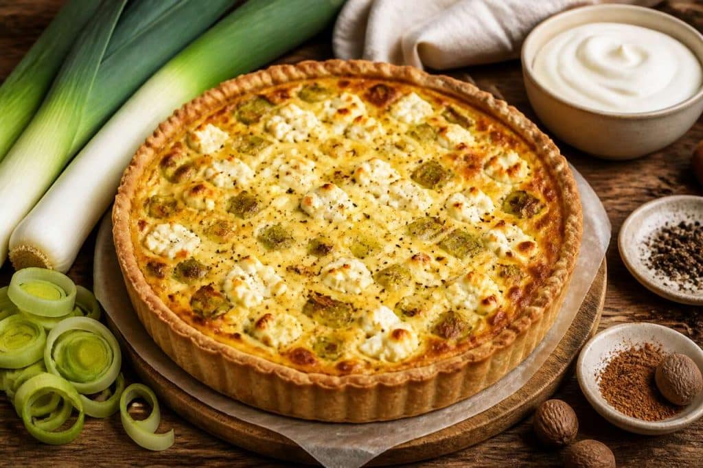 Recette : flamiche picarde aux poireaux et fromage frais