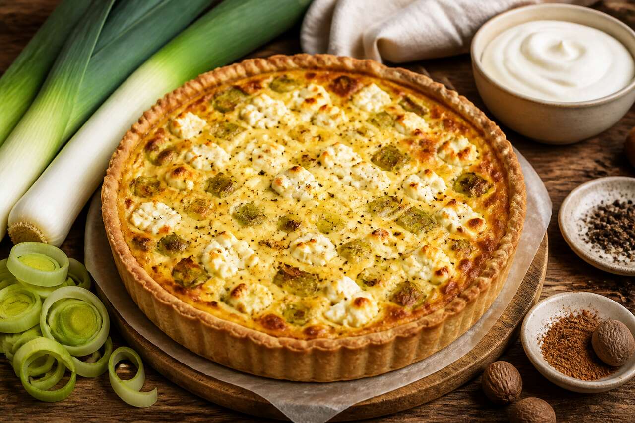 Recette : flamiche picarde aux poireaux et fromage frais