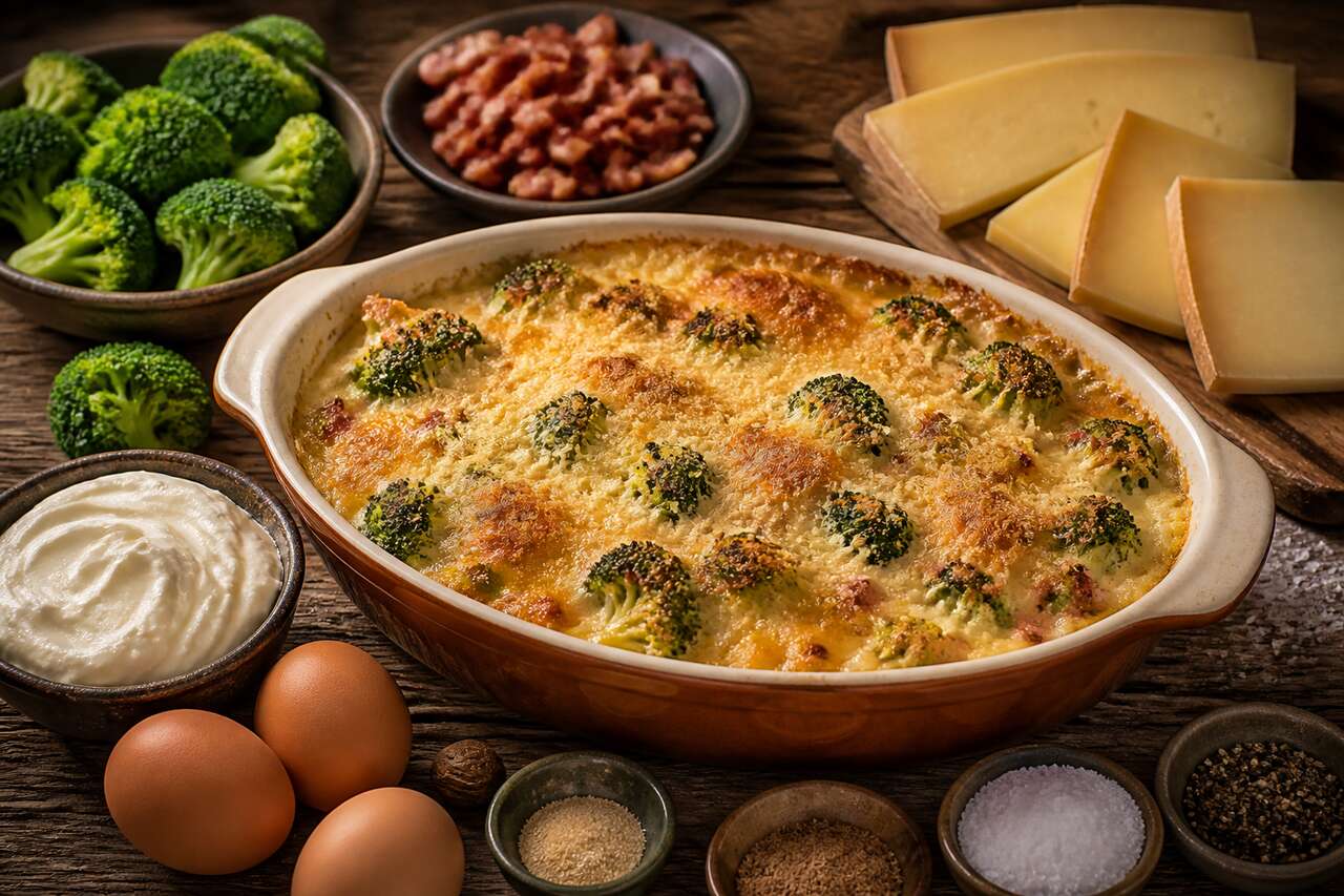 Gratin de brocolis aux lardons et fromage de brebis : la recette gourmande