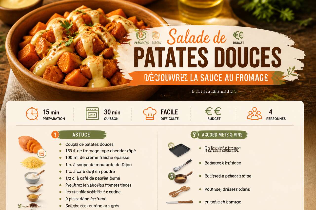 Fiche recette Salade de patates douces : d&eacute;couvrez la sauce au fromage