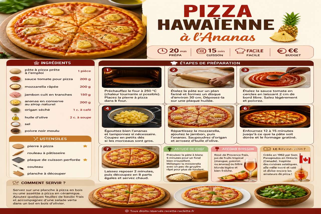 Fiche recette Recette de Pizza Hawa&iuml;enne &agrave; l'Ananas