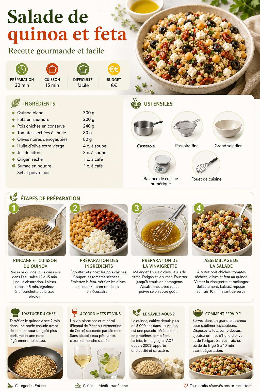 Fiche recette Salade de quinoa et feta : recette gourmande et facile