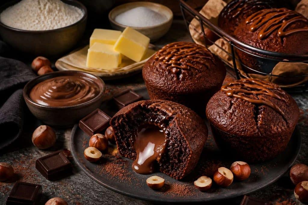 Muffins chocolat noisette au cœur coulant