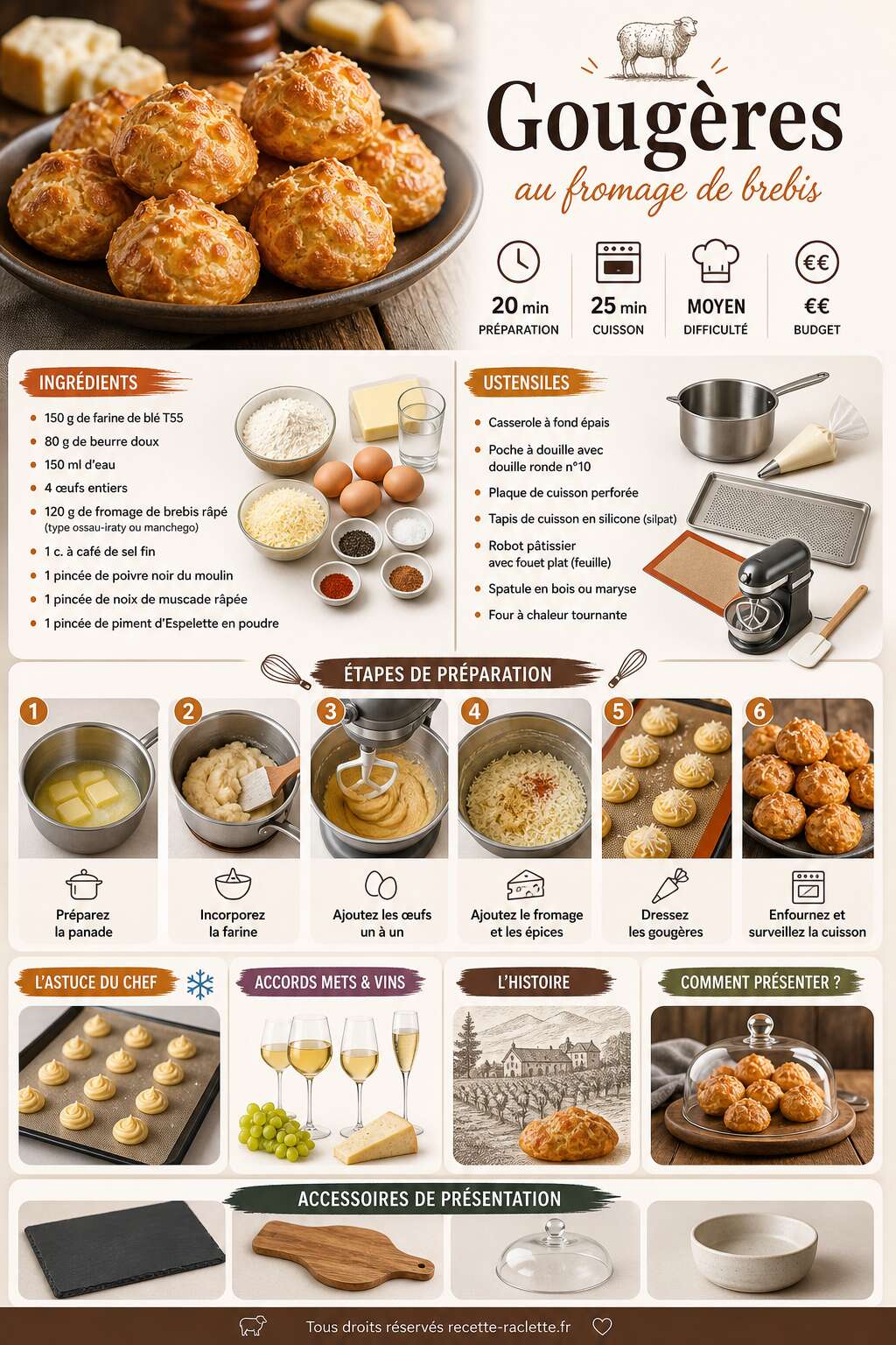 Fiche recette Gougères au fromage de brebis : découvrez la recette délicieuse Fiche recette Gougères au fromage de brebis : découvrez la recette délicieuse