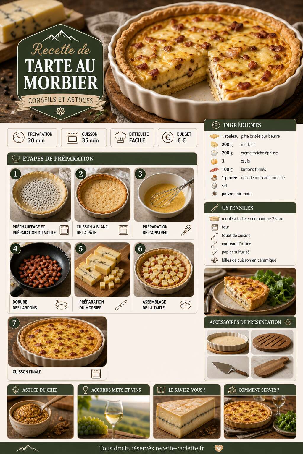 Fiche recette Recette de tarte au Morbier : conseils et astuces
