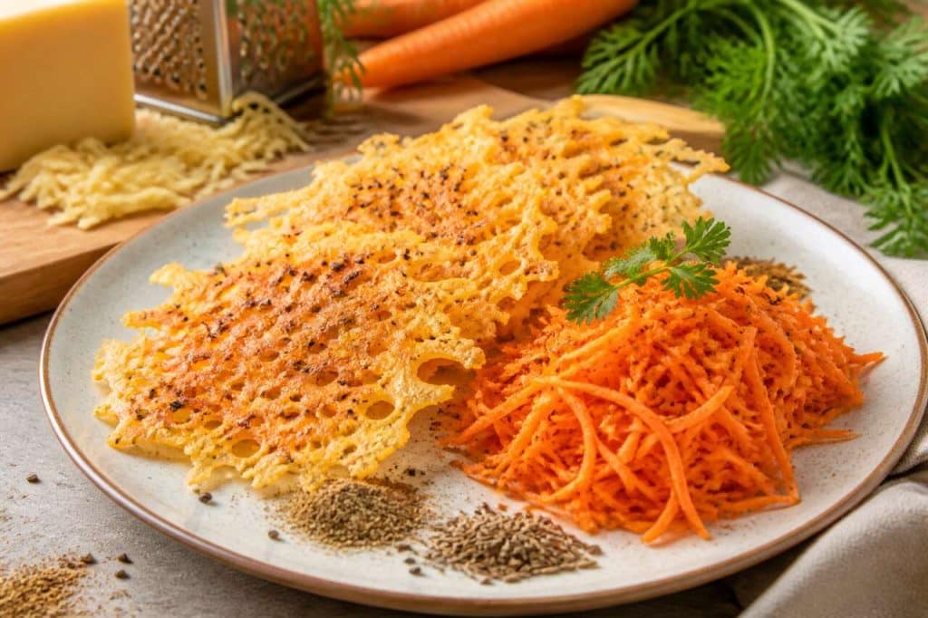 Tuiles de gouda, carottes râpées et cumin : recette savoureuse
