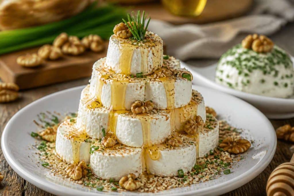 Recette : pyramide de fromage de chèvre à la ciboulette