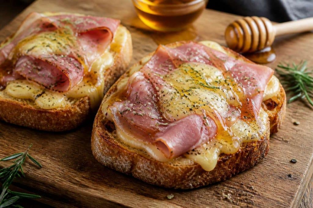 Tartines campagnardes au fromage, jambon et miel : délicieuse recette
