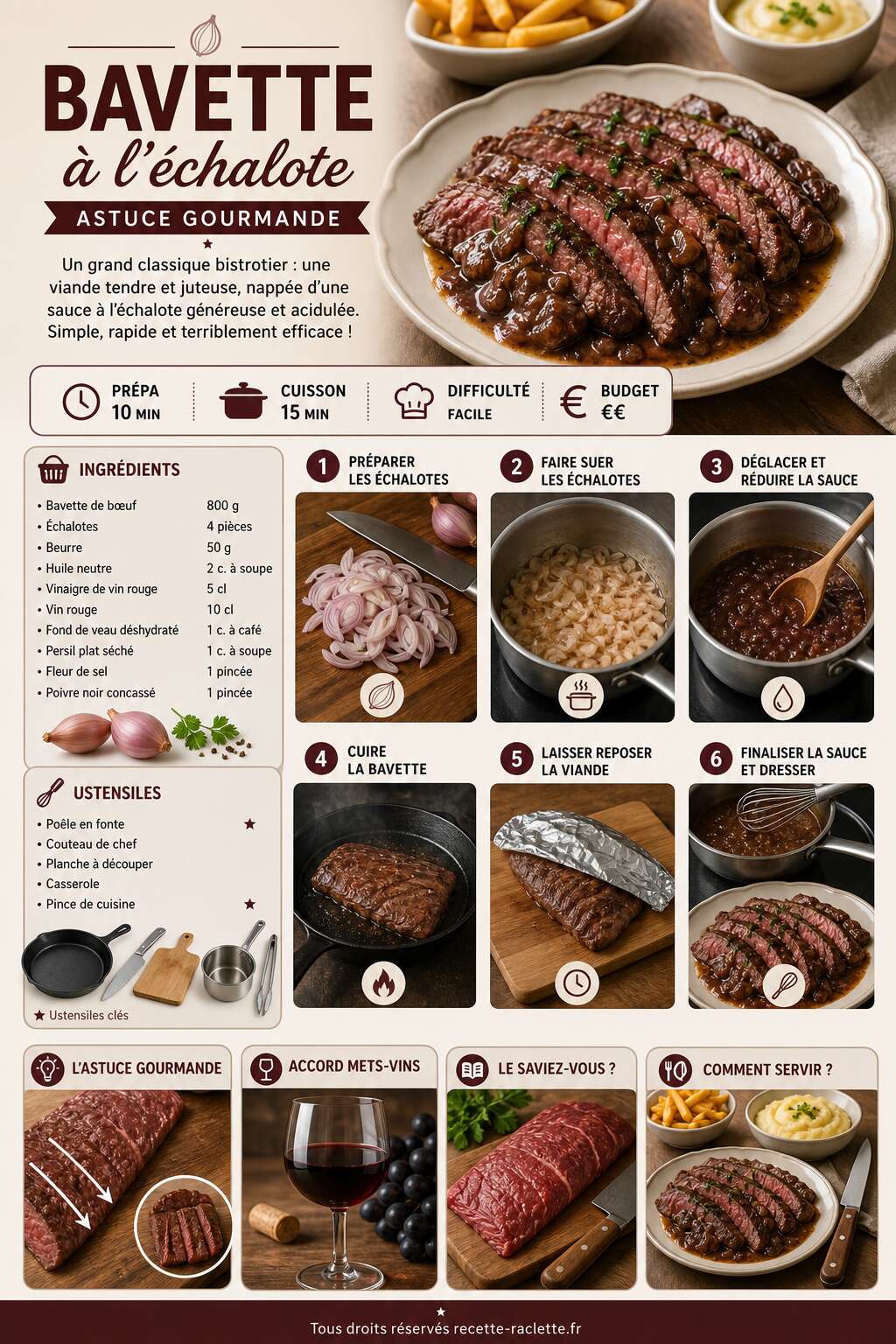 Fiche recette Recette bavette à l'échalote : astuce gourmande Fiche recette Recette bavette à l'échalote : astuce gourmande