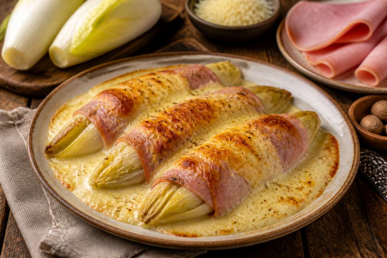 Endives au jambon gratinées au fromage : recette savoureuse