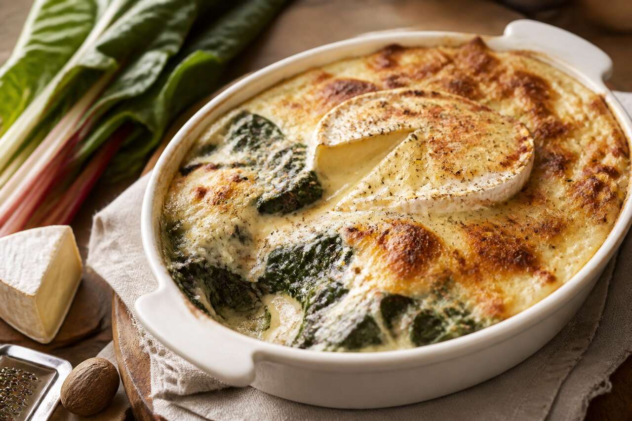 Gratin de blettes au camembert : recette savoureuse