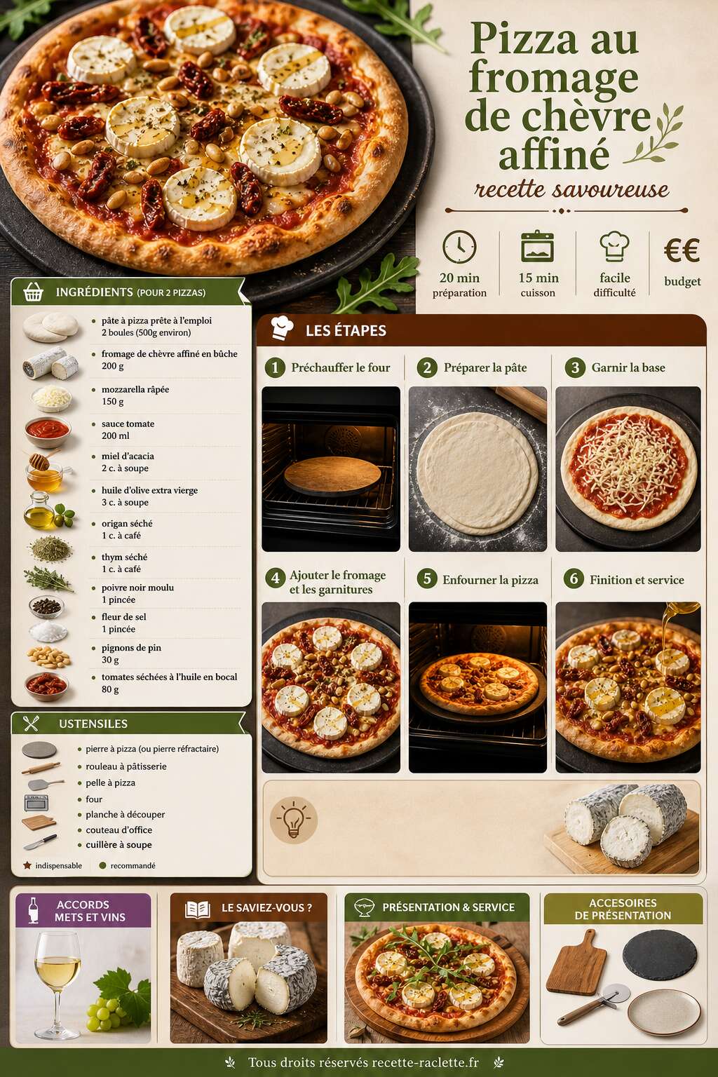 Fiche recette Pizza au fromage de ch&egrave;vre affin&eacute; : recette savoureuse