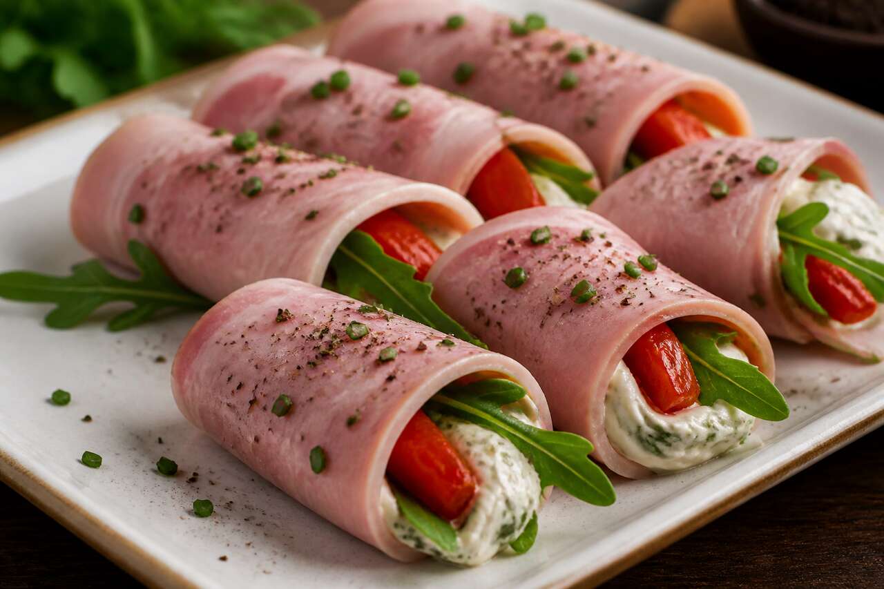 Roulé jambon blanc au fromage ail et fines herbes : recette facile et rapide