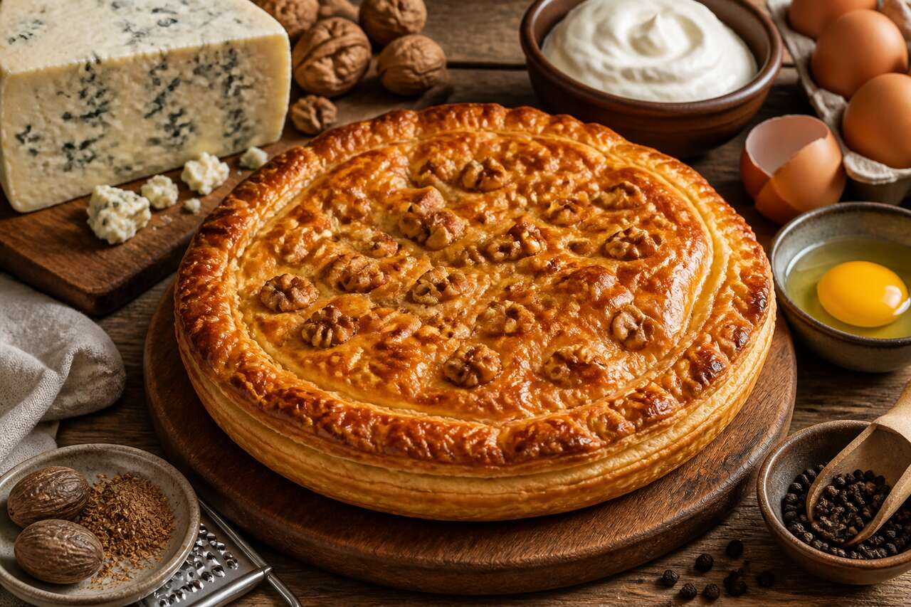 Recette de tourte au roquefort savoureuse