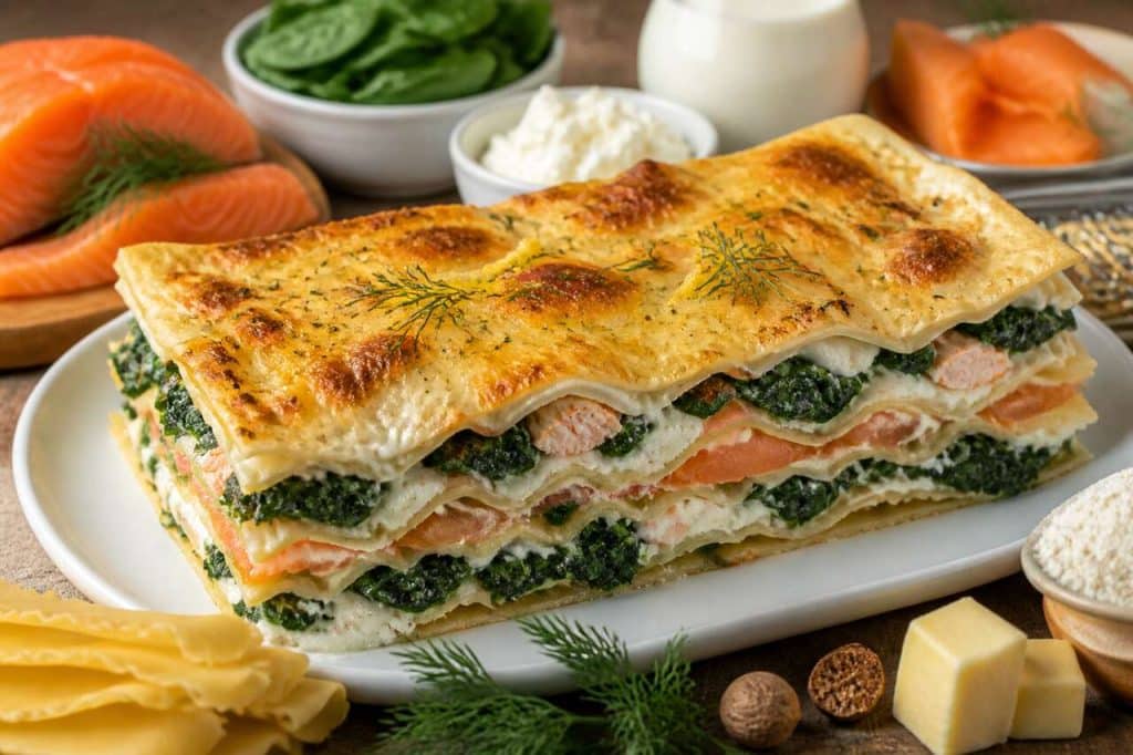Lasagnes aux deux saumons, épinards et fromage frais : recette gourmande