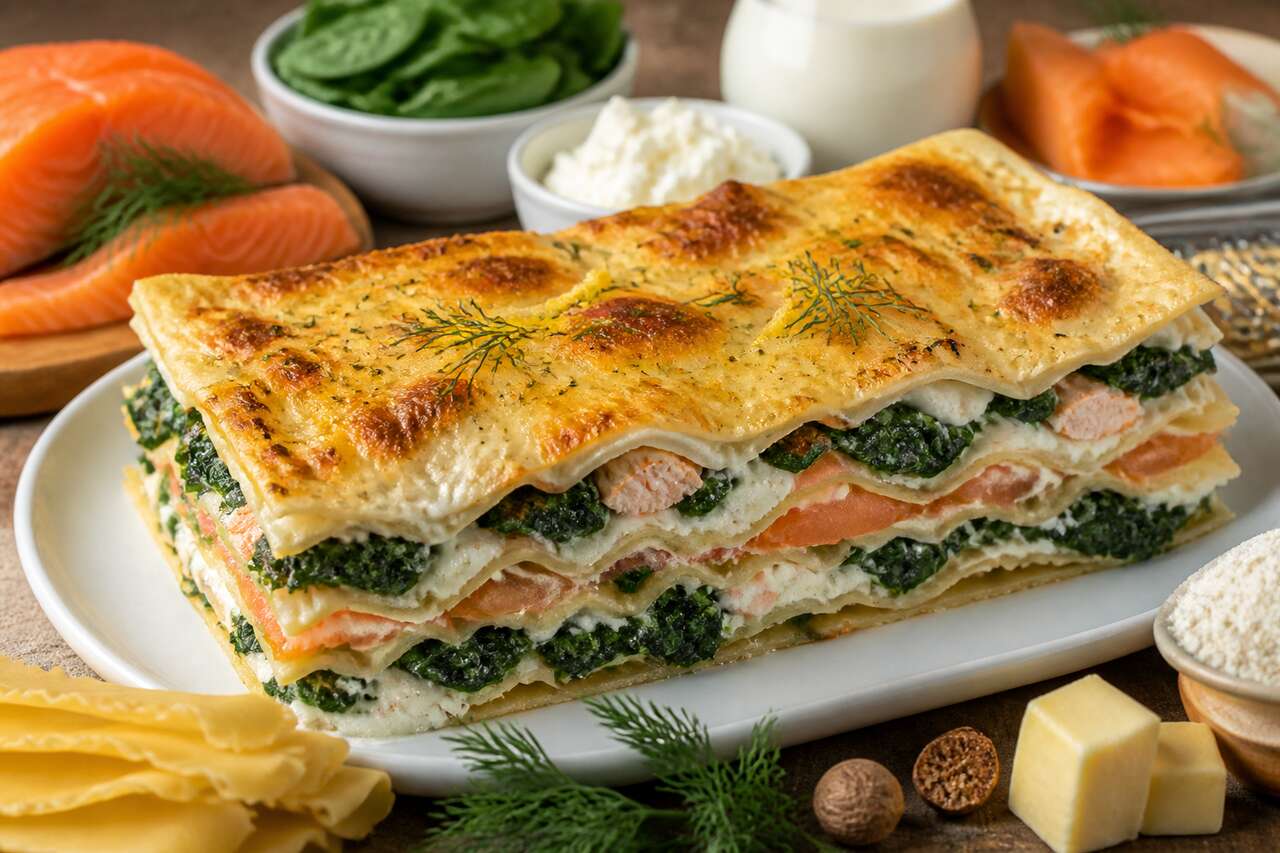 Lasagnes aux deux saumons, épinards et fromage frais : recette gourmande