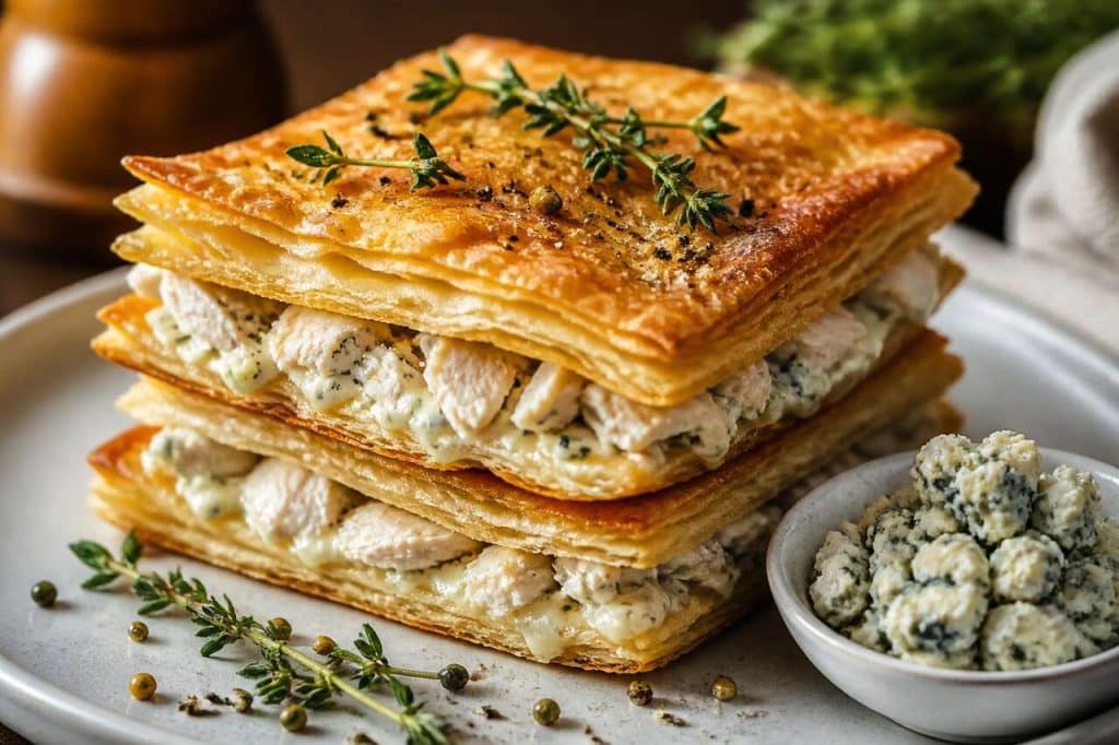 Millefeuille au poulet et au fromage bleu : la recette gourmande à essayer