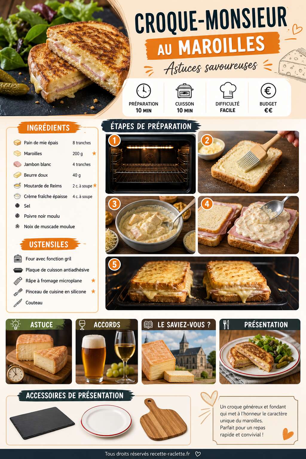 Fiche recette Recette croque-monsieur au maroilles : astuce savoureuse Fiche recette Recette croque-monsieur au maroilles : astuce savoureuse