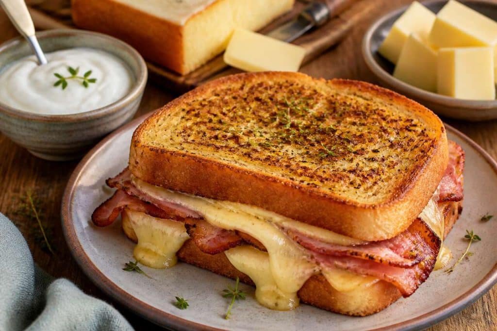 Recette croque-monsieur au maroilles et bacon