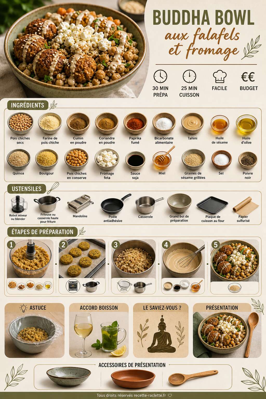 Fiche recette Buddha bowl aux falafels et fromage : recette gourmande Fiche recette Buddha bowl aux falafels et fromage : recette gourmande
