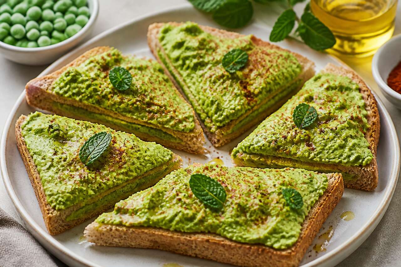 Sandwichs à la crème de petits pois et fromage frais : recette gourmande