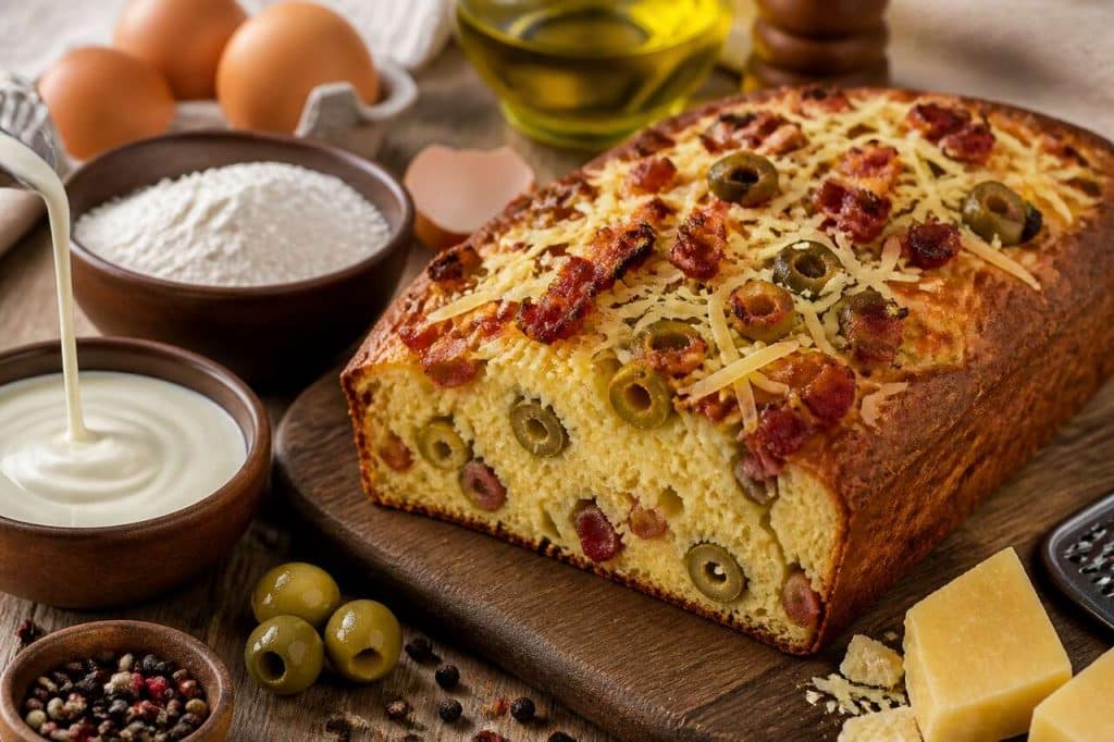 Cake gourmand au Comté, olives et lardons : une recette savoureuse