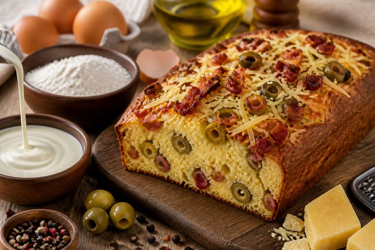 Cake gourmand au Comté, olives et lardons : une recette savoureuse