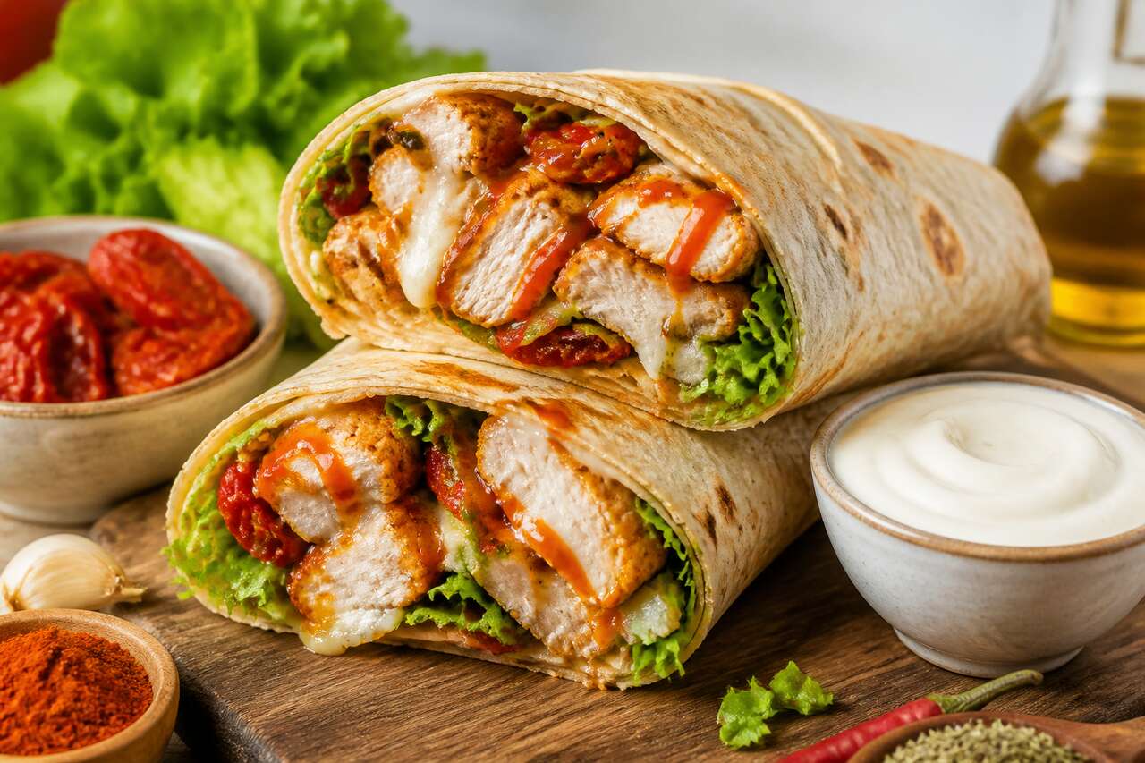 Wrap poulet mozza épicé : recette délicieuse