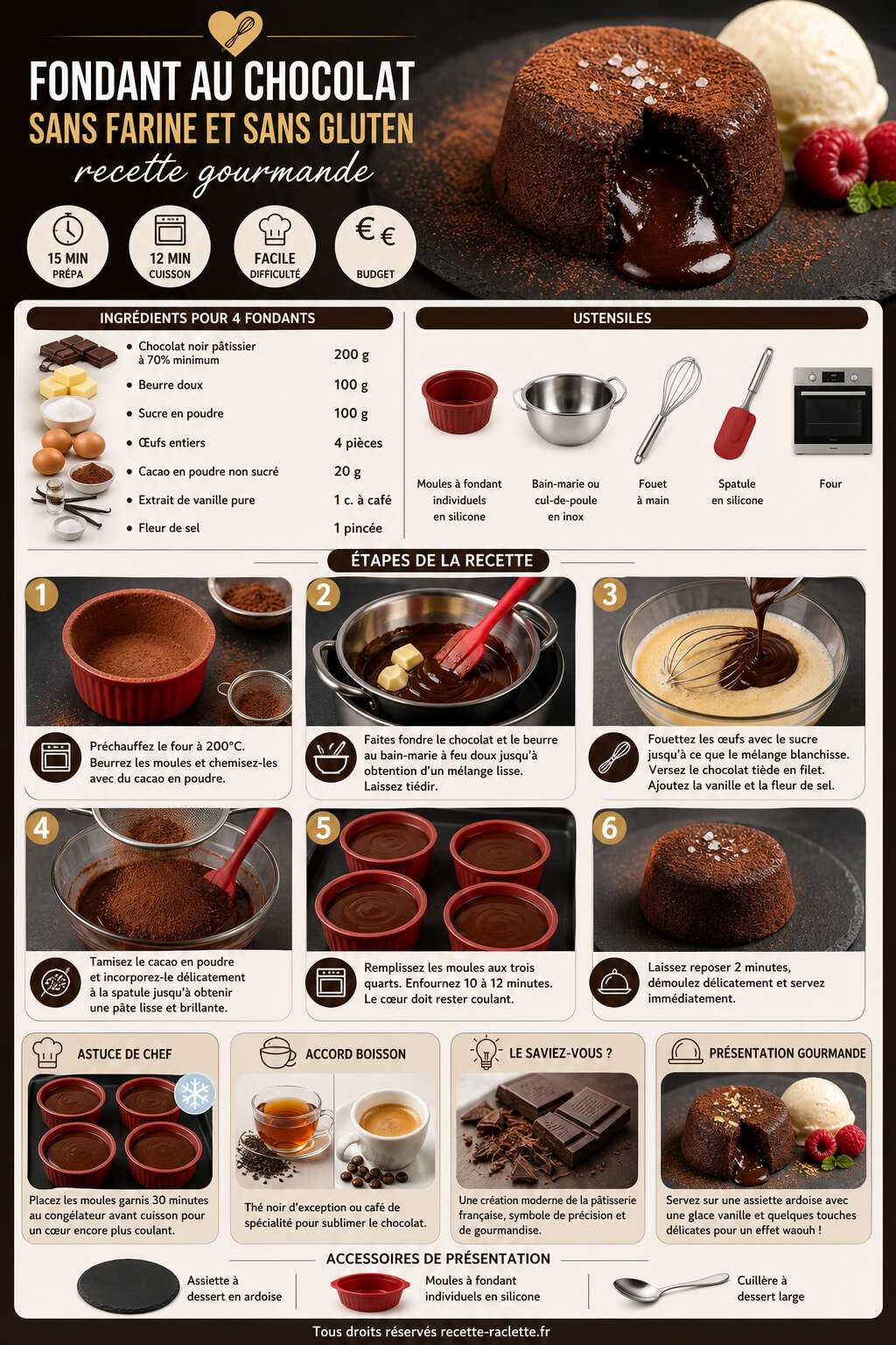 Fiche recette Fondant au chocolat sans farine et sans gluten : recette gourmande Fiche recette Fondant au chocolat sans farine et sans gluten : recette gourmande