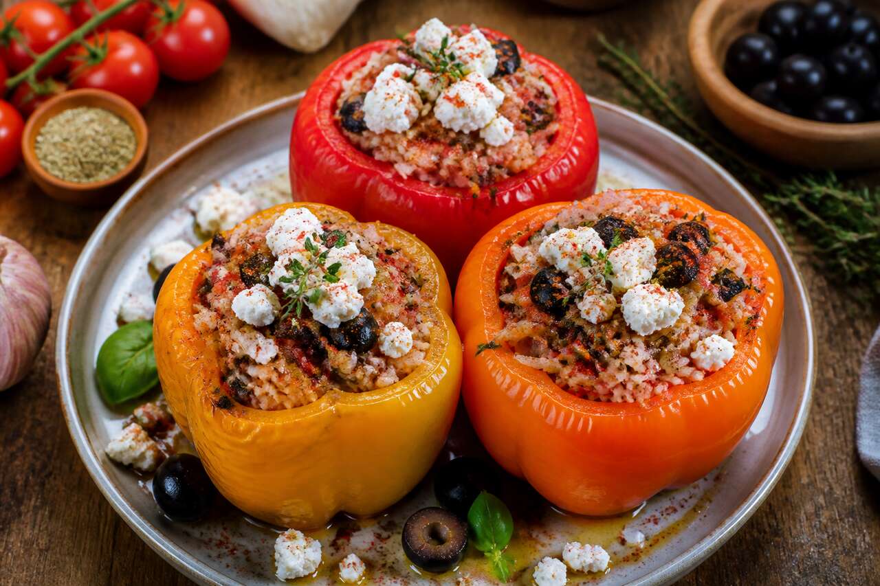 Poivrons farcis à la feta : recette savoureuse